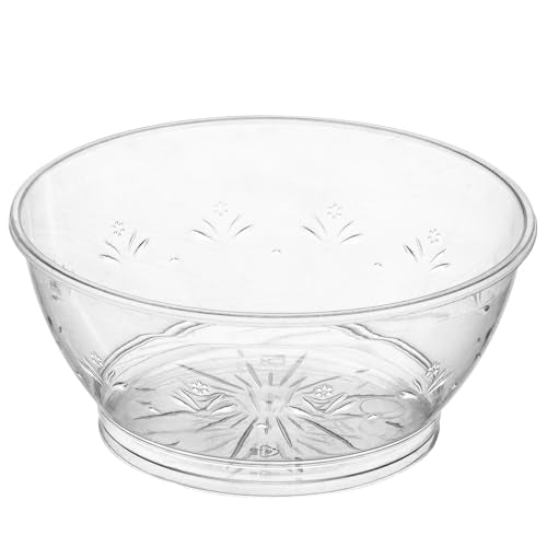 Clear Mini Plastic Bowls - 6 Oz Disposable Premium Hard Plastic Dessert Bowls for Serving, Weddings, Catering, Parties, Ice Cream, Salsa Home or Event Party Supplies